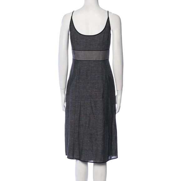Narciso Rodriguez Scoop Neck Wool and Linen Midi Dress in Gray and Black Size 4 - Picture 4 of 11